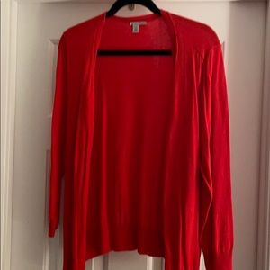 Red cardigan